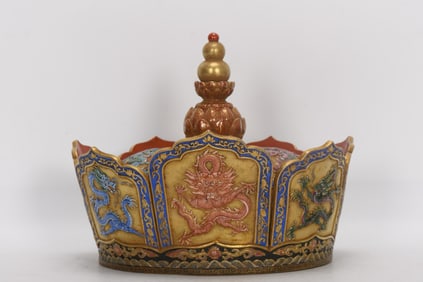 Enamel Drawing Dragon Pattern Porcelain Crown
