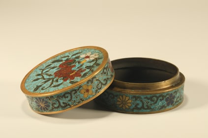 Bronze Cloisonne Carved Flower Pattern Lid Box