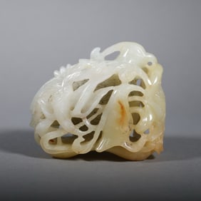 Jade Carved Lotus Flower Shape Incense Burner Top