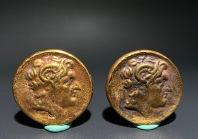 Pair of Gilt Silver Coin