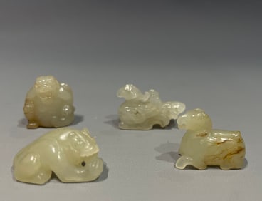 Group of Four Jade Carved Beast Shape Ornament