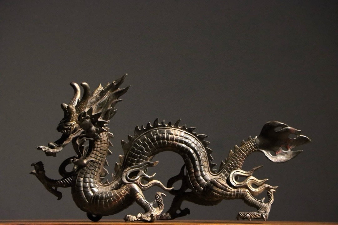 Gilt Bronze Carved Dragon Shape Figure (1 of 9)