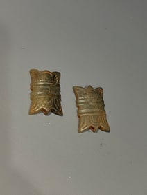 Pair of Jade Carved Beast Face Pattern Ornament