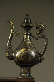 Gilt Bronze Carved Dragon Shape Pot