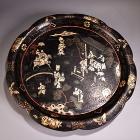 Lacquerware Gold Drawing Character Story Pattern Plate