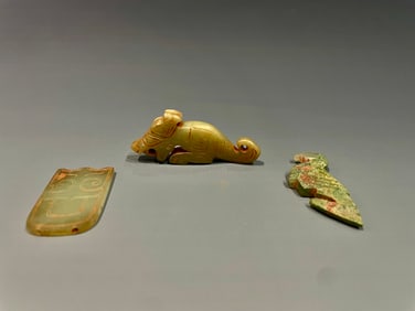 Group of Three Jade Carved Beast Shape Ornament