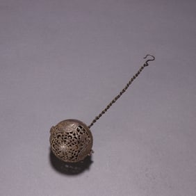 Silver Carved Flower and Bird Pattern Incense Burner