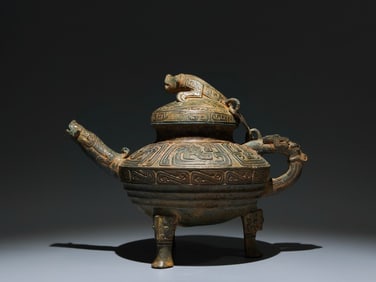 Chinese Bronze Carved Dragon Pattern Lid Pot