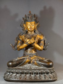 Tibetan Gilt Bronze Vajra Sattva Figure