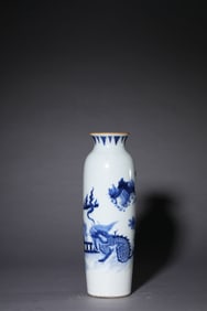 A Blue and White 'Kirin' Cylindrical Vase