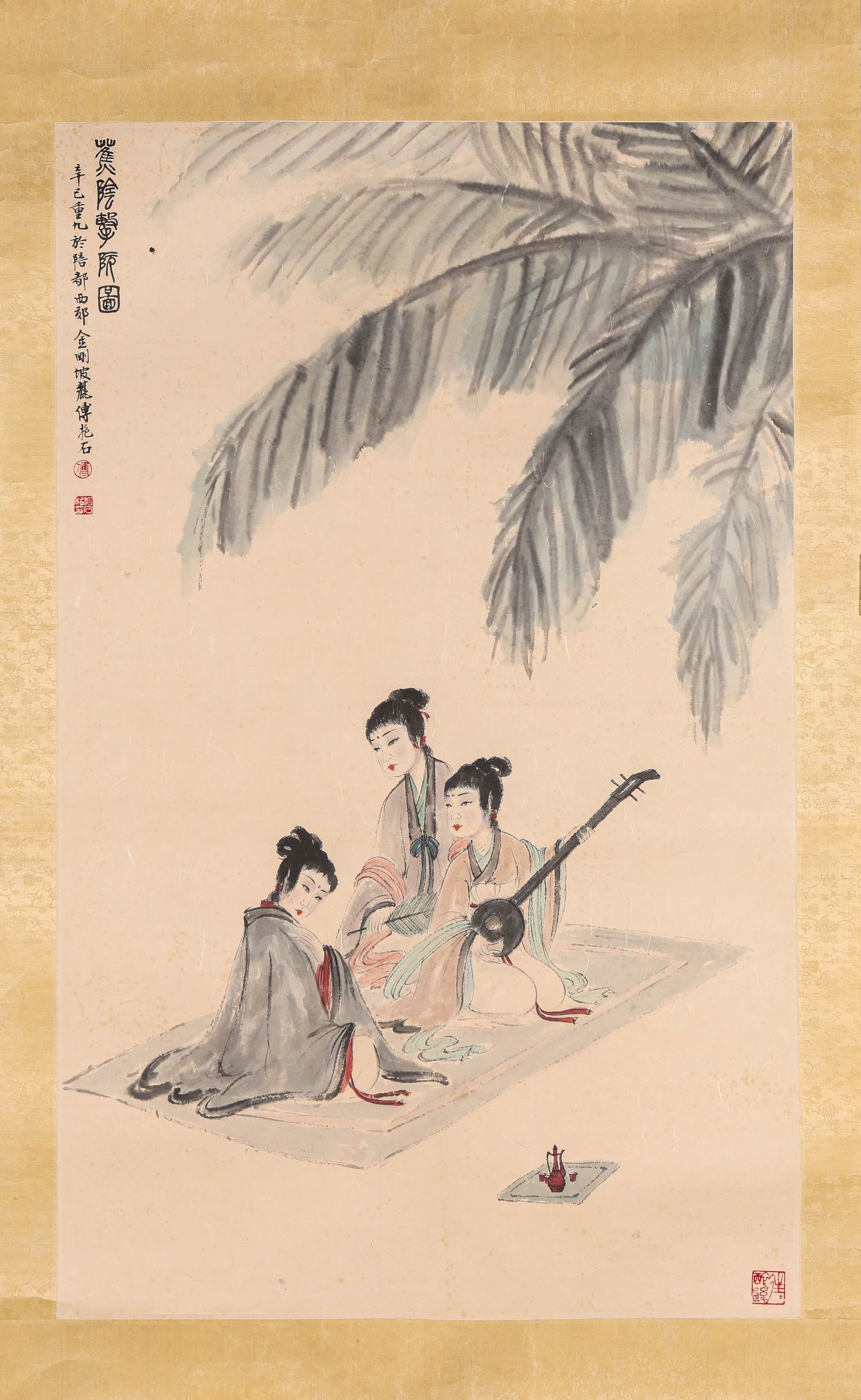 Fu Baoshi (1904-1965), attributed to, Playing Ruan Under Shade: Fu Baoshi (1904-1965), attributed to, Playing Ruan Under Shade (58 x 94cm)