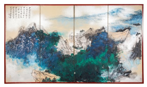 Zhang Daqian (1899-1983), attributed to, Splashed-Color Landscape Screen