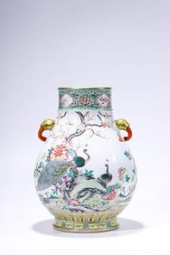 A Famille-Rose 'Floral Prosperity' Zun