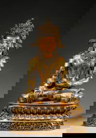 A Gilt-Bronze Gem-Set Figure of Amitayus