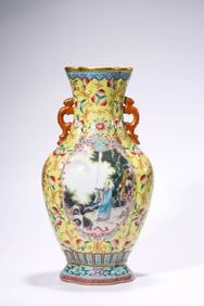 A Famille-Rose 'Five Bats and Longevity' Vase