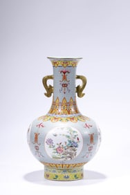 A Famille-Rose 'Longevity and Flower-Bird' Vase