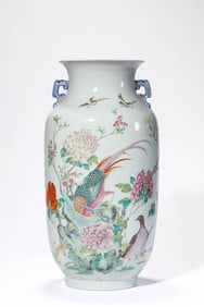 A Famille-Rose 'Flower-and-Bird' Lantern Vase