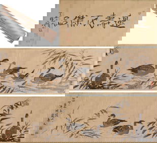 Bian Shoumin (1684-1752), attributed to, Geese in Reeds Handscroll