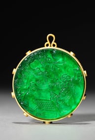 A Jadeite 'Scholars Playing Chess Under Pine' Plaque