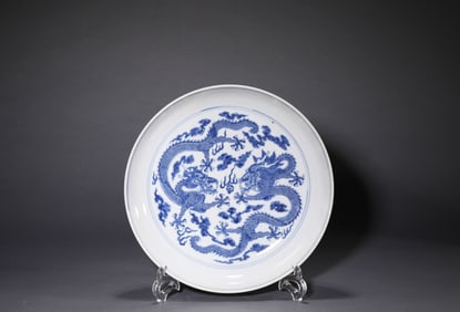 A Blue and White 'Dragon-and-Cloud' Dish