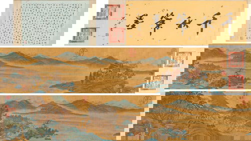Qiu Ying (1494-1552), attributed to, Landscape with Figures Handscroll