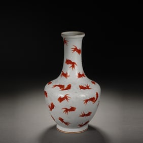 Orange Draw Fish Pattern Porcelain Vase