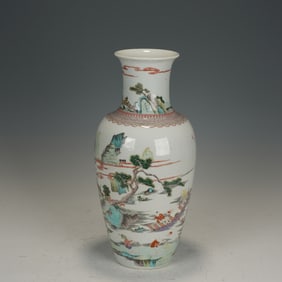 Wucai Character Story and Landscape Pattern Porcelain Vase