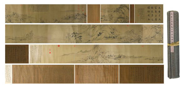 Chinese Drawing Landscape Hand Scroll,Huang Gongwang Mark