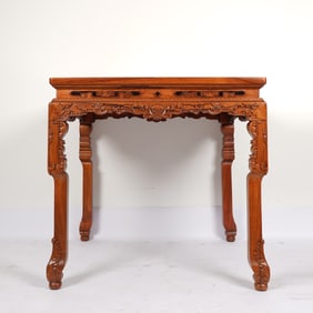 Huanghuali Wood Carved Flower Pattern Table