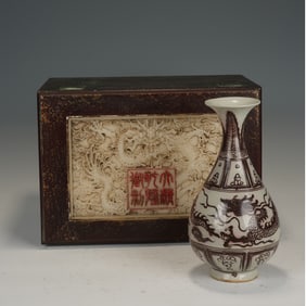 Red Inglazed Dragon Pattern Porcelain Vase