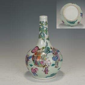 Famille Rose Character Story Pattern Porcelain Tianqiu Vase