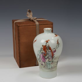 Famille Rose Character Story Pattern Porcelain Vase