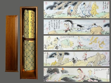 Chinese Drawing Character Story Hand Scroll,Fan Zeng Mark