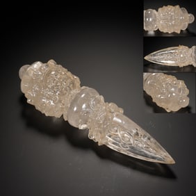White Crystal Carved Vajra Ornament