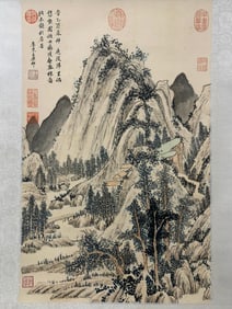 Chinese Drawing Landscape Painting,Wang Yuanqi Mark