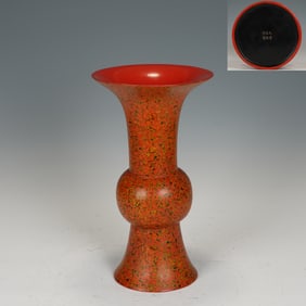 Lacquerware Carved Flower Pattern Flower Pot