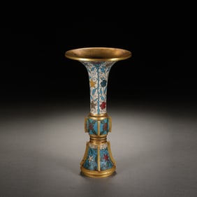 Bronze Cloisonne Carved Flower Pattern Flower Pot