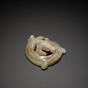 Jade Carved Chi Dragon Shape Bi