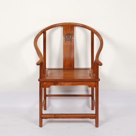 Huanghuali Wood Carved Flower Pattern Chair