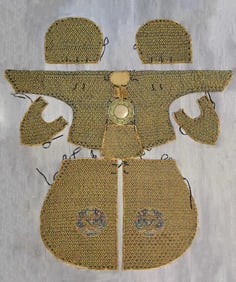 Gilt Bronze Carved Nail Dot and Dragon Pattern Coat Armor