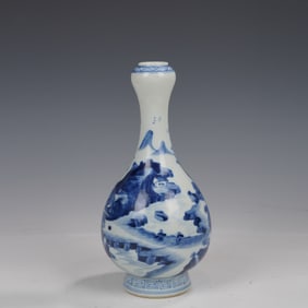 Blue and White Landscape Pattern Porcelain Vase