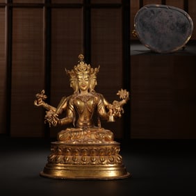 Gilt Bronze Four Armed GuanYin Figure