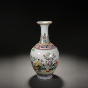 Famille Rose Character Story Pattern Porcelain Vase
