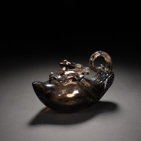 Black Crystal Carved Buddha Hand Fruit Shape Incense Burner