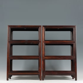 Pair of Red Sandalwood Cabinet