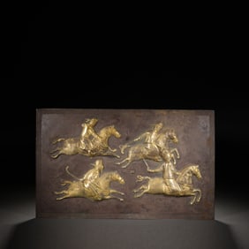 Gilt Silver Carved Character Story Pattern Brick