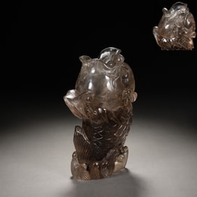 Black Crystal Carved Fish Shape Figure
