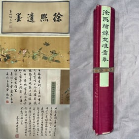 Chinese Drawing Flower with Butterfly Hand Scroll,Xu Xi Mark