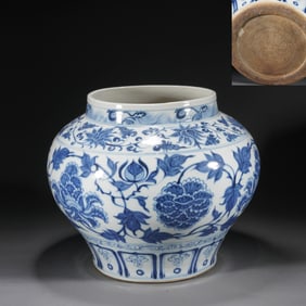 Blue and White Flower Pattern Porcelain Pot