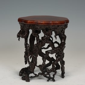 Boxwood Carved Flower Shape Chair